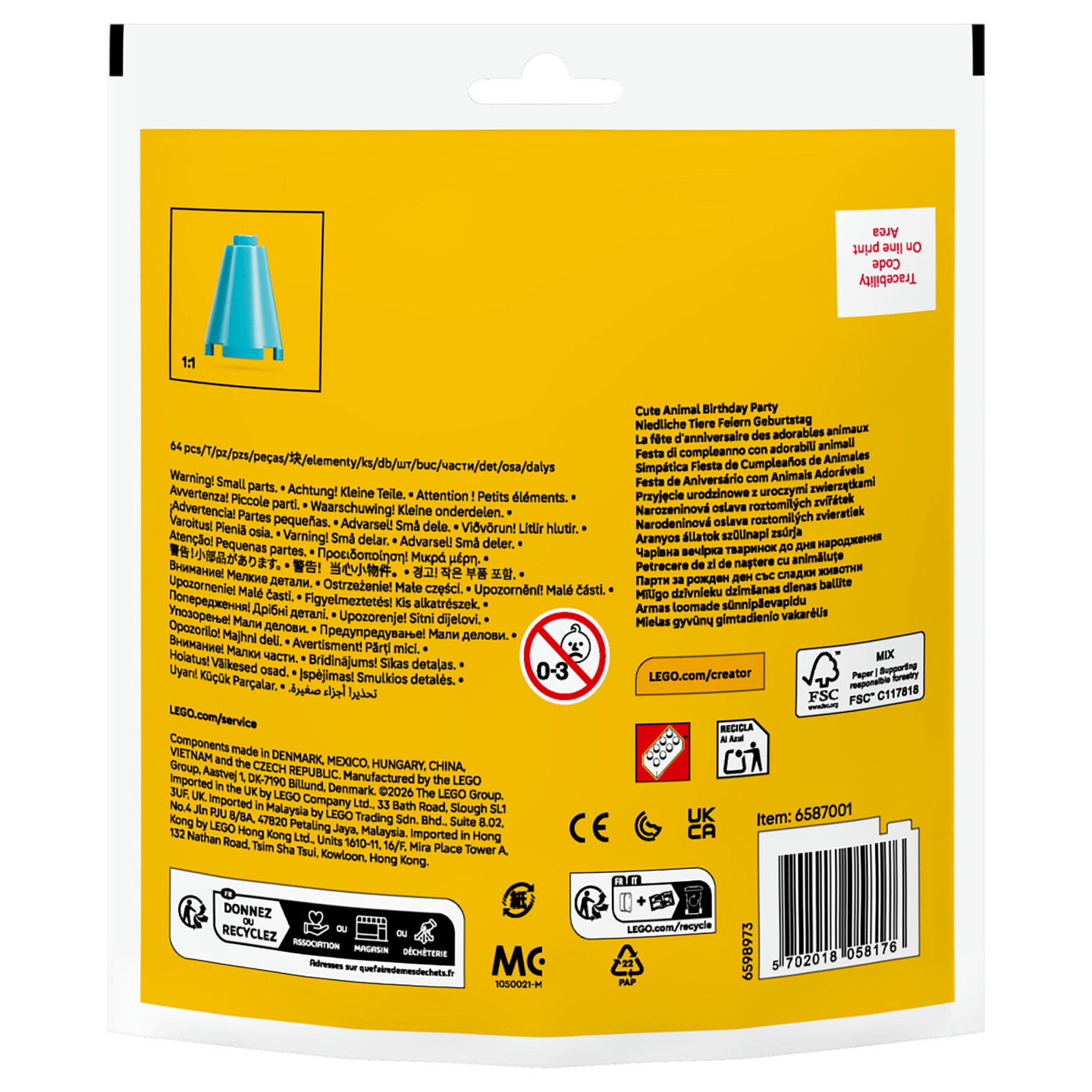 LEGO 30715 Creator Niedliche Tiere Feiern Geburtstag (Polybag) — Buy in Cyprus with Fast Delivery