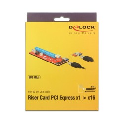Delock Riser Karte PCI Express x1 to x16 mit 60 cm USB Kabel — Buy in Cyprus with Fast Delivery