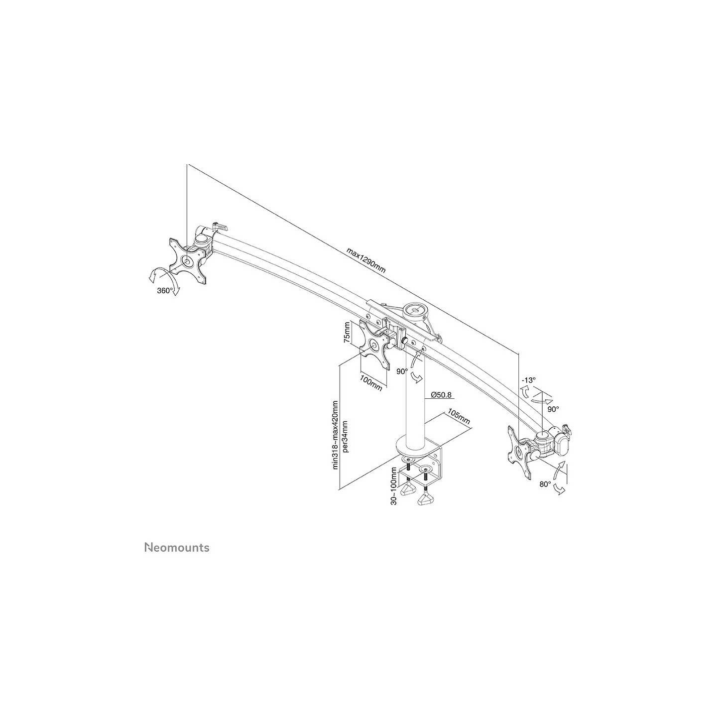 Neomounts FPMA-D700D3 Tischhalterung für drei Flachbildschirme bis 27' (69 cm) — Buy in Cyprus with Fast Delivery