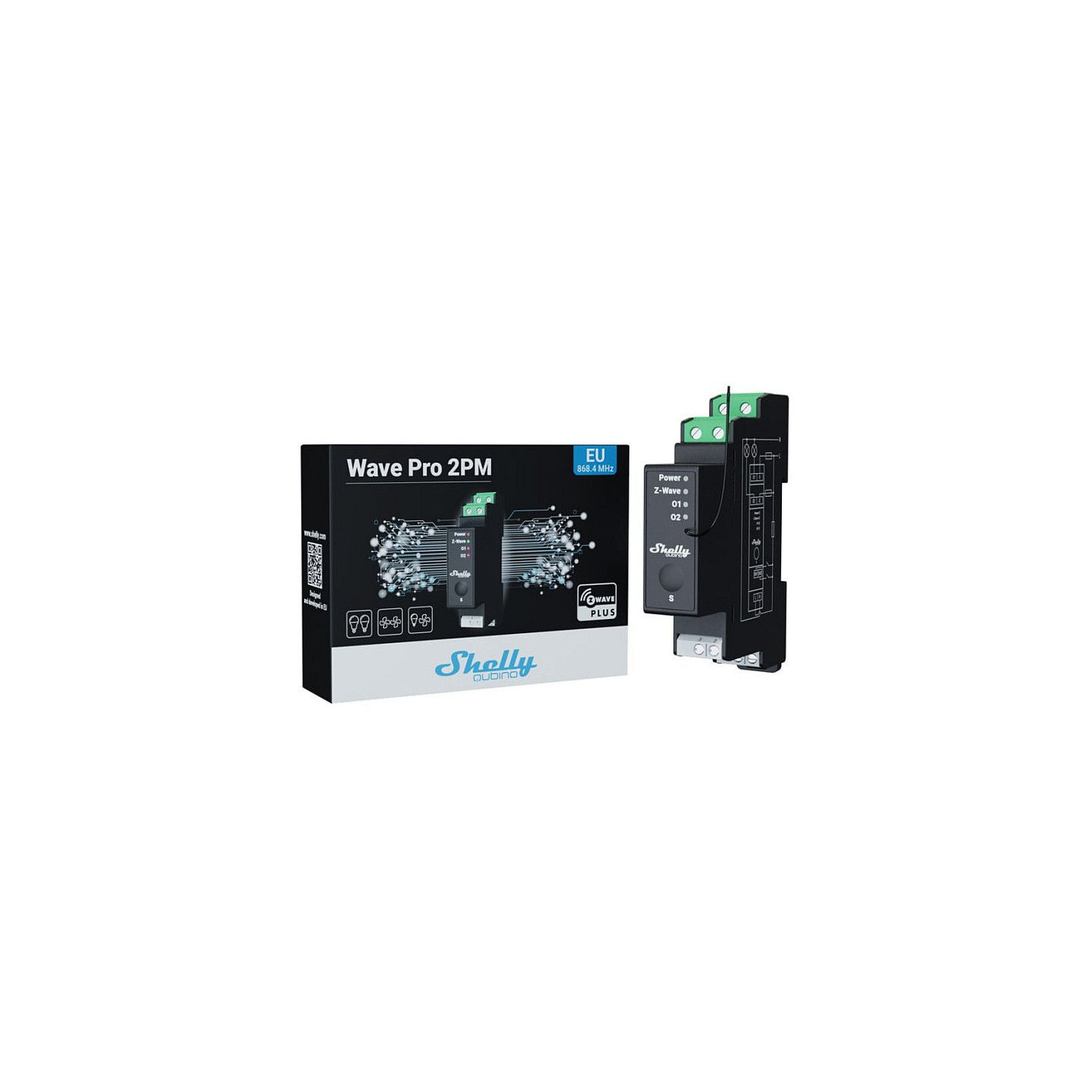 Shelly Relais 'Wave Pro 2PM' max 25A Z-Wave DIN-Rail — Buy in Cyprus with Fast Delivery