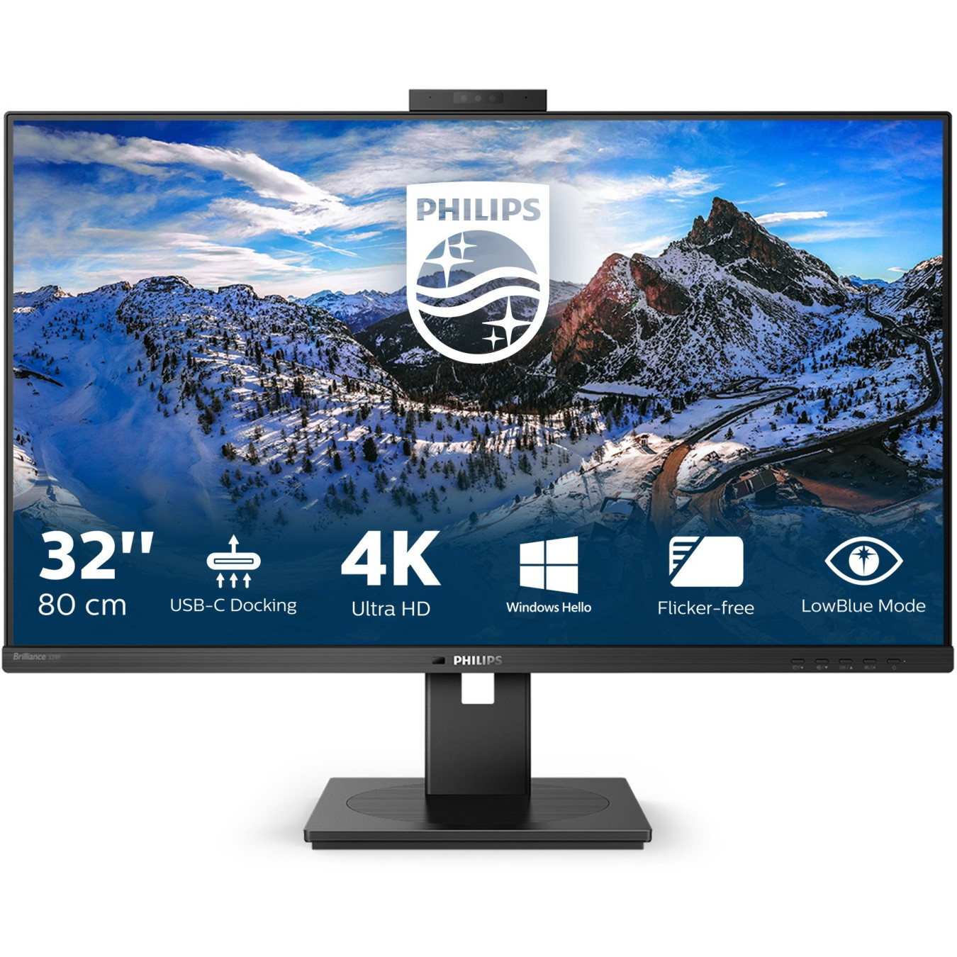 Philips P Line 329P1H/00 - 31.5in (80cm) 4K UHD IPS LED Monitor - Black, 60Hz, 4ms, USB 3.2 Gen2, Height-adjustable