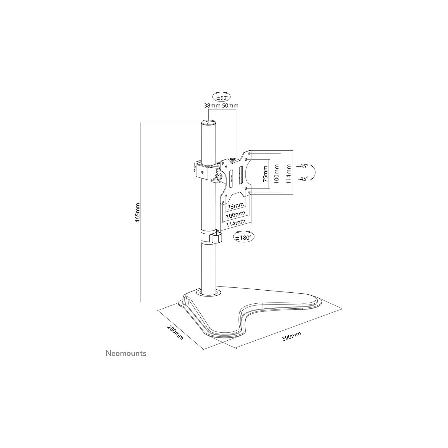 Neomounts Full-Motion Tischständer für 10-32' Monitore. höhenverstellbar 8KG FPMA-D550SBLACK