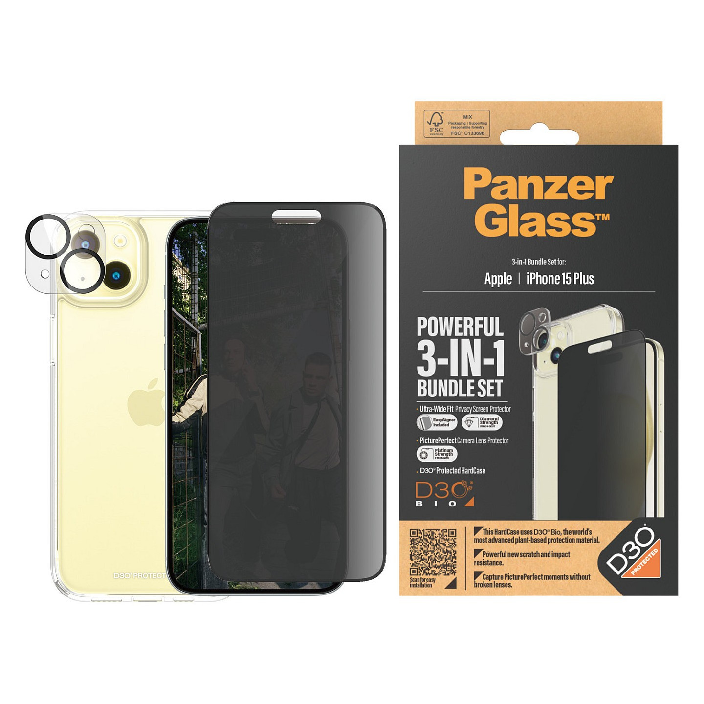 PanzerGlass 3-in-1-Privacy-Pack iPhone 15 Plus — Buy in Cyprus with Fast Delivery