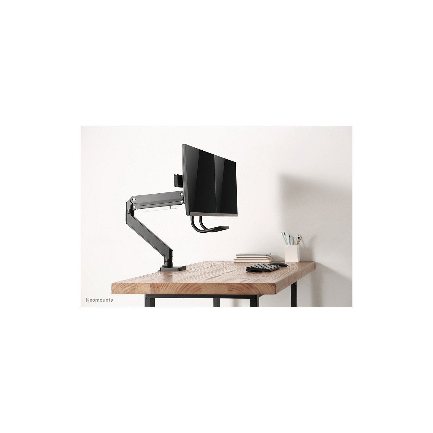 Neomounts Tischhalterung mit Tischhalterungsgriff für zwei Flachbildschirme bis 32' (81 cm) 8KG NM-D775DXBLACK Neomounts