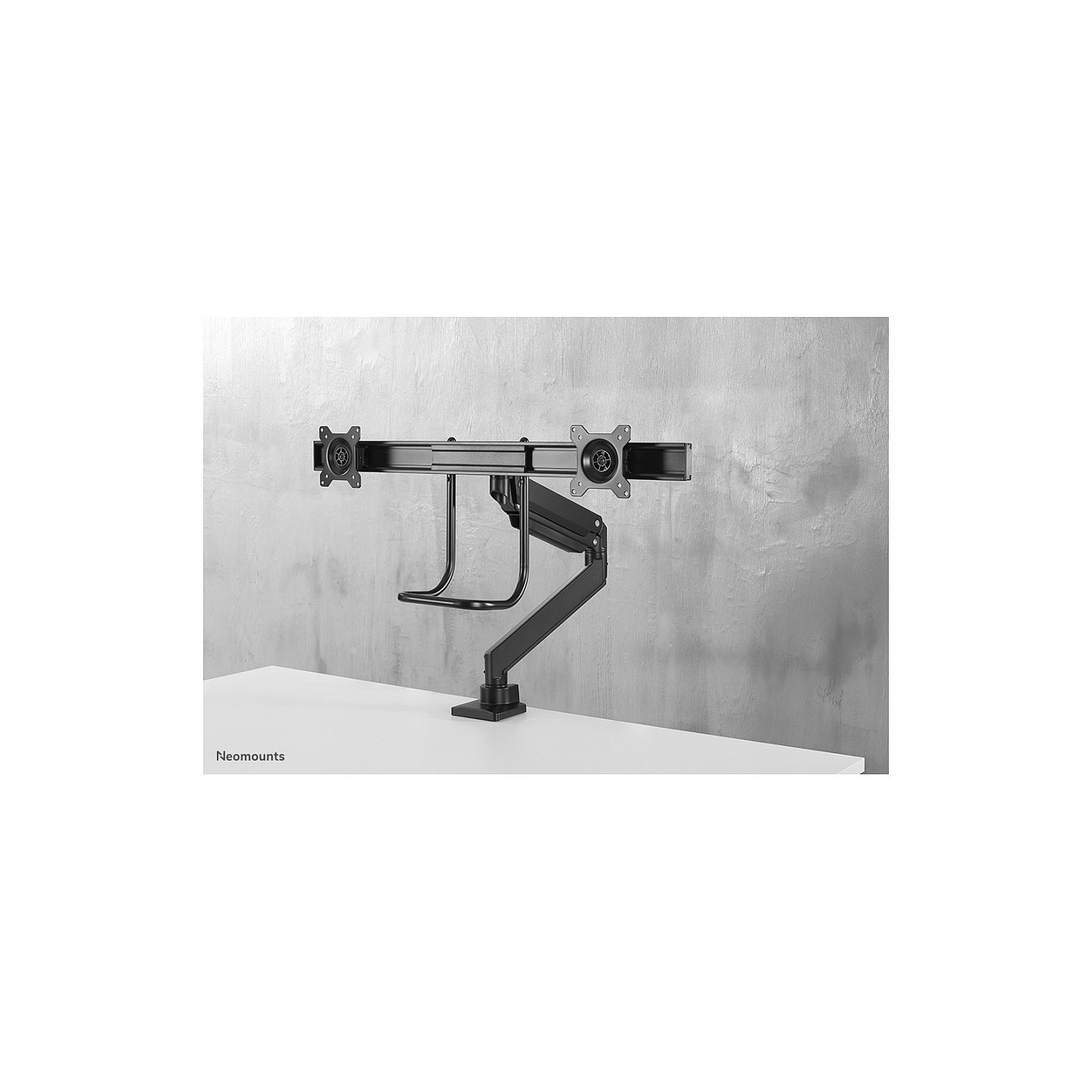 Neomounts Tischhalterung mit Tischhalterungsgriff für zwei Flachbildschirme bis 32' (81 cm) 8KG NM-D775DXBLACK Neomounts