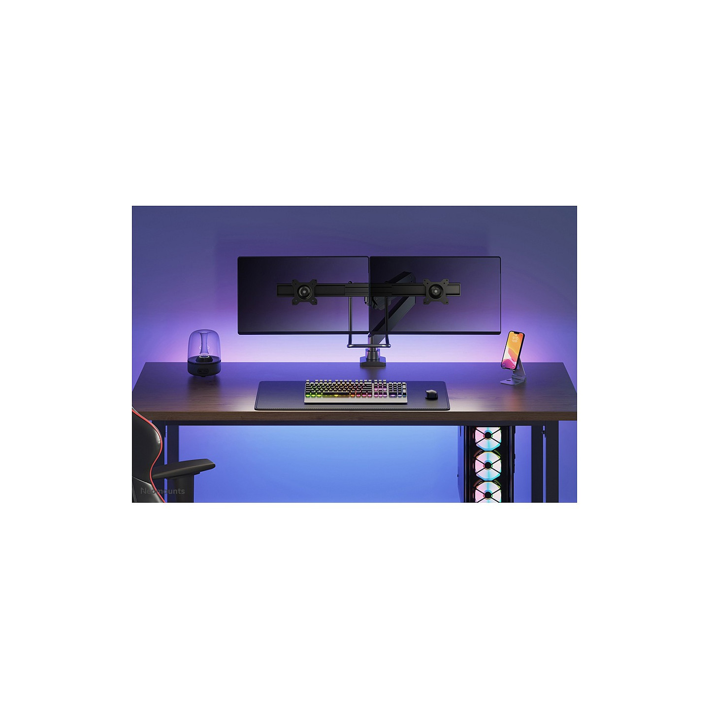 Neomounts Tischhalterung mit Tischhalterungsgriff für zwei Flachbildschirme bis 32' (81 cm) 8KG NM-D775DXBLACK Neomounts