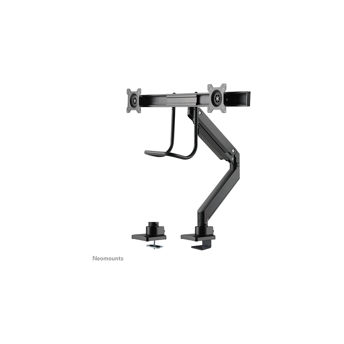 Neomounts Tischhalterung mit Tischhalterungsgriff für zwei Flachbildschirme bis 32' (81 cm) 8KG NM-D775DXBLACK Neomounts