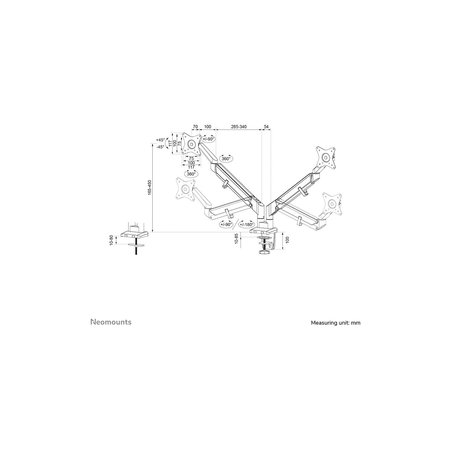 Neomounts DS70-810BL2 Tischhalterung für 17-32' Bildschirme - Schwarz — Buy in Cyprus with Fast Delivery