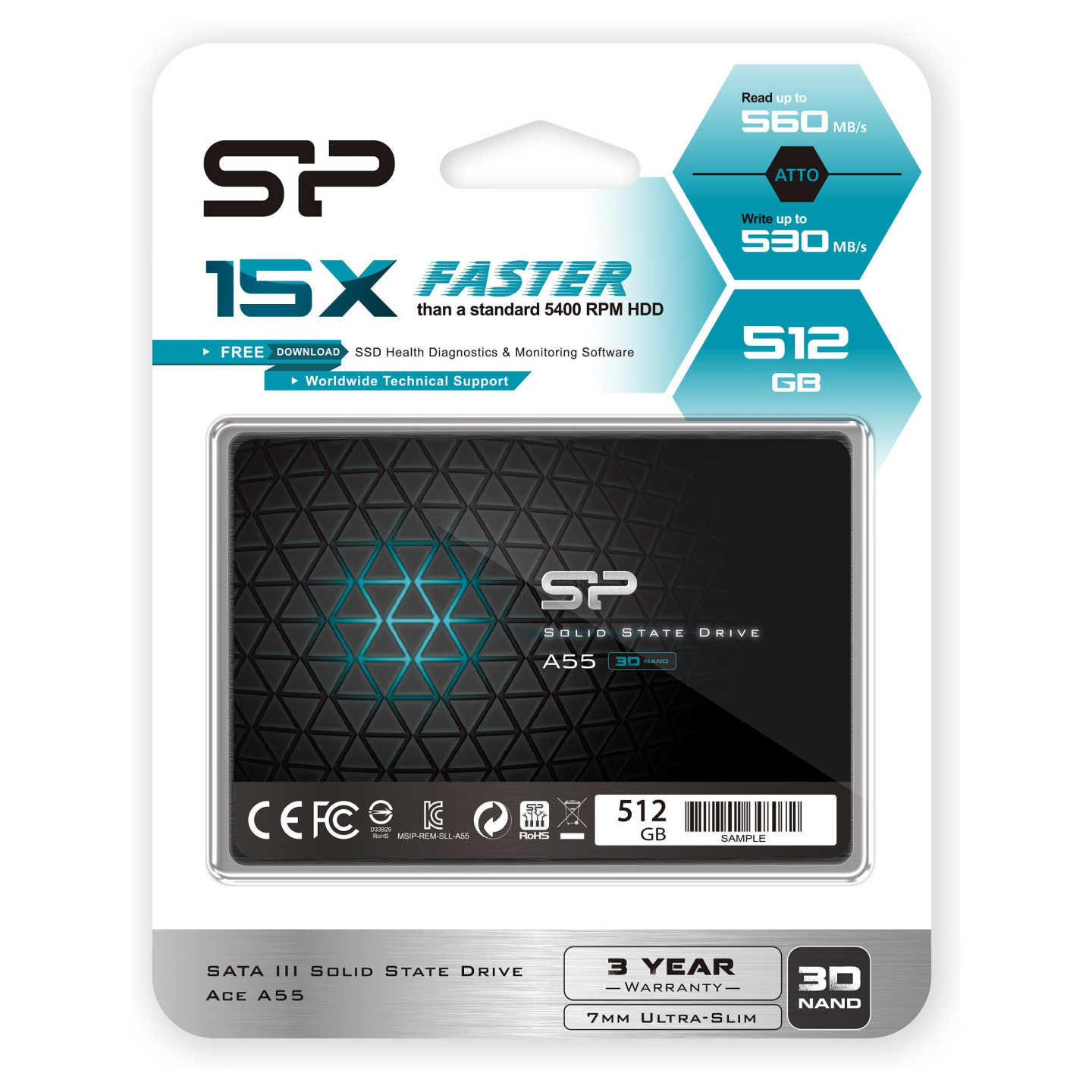 2.5' 512GB Silicon Power Ace A55 - - intern - 2.5 (6.4 cm) — Buy in Cyprus with Fast Delivery