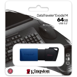 Buy Kingston DataTraveler Exodia M - 64GB USB 3.2 Gen 1 Flash Drive - Black & Blue in Cyprus, Nicosia, Limassol, Larnaka, Pafos
