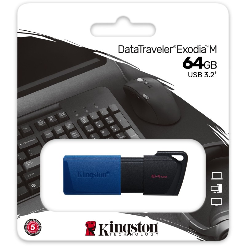 Buy Kingston DataTraveler Exodia M - 64GB USB 3.2 Gen 1 Flash Drive - Black & Blue in Cyprus, Nicosia, Limassol, Larnaka, Pafos