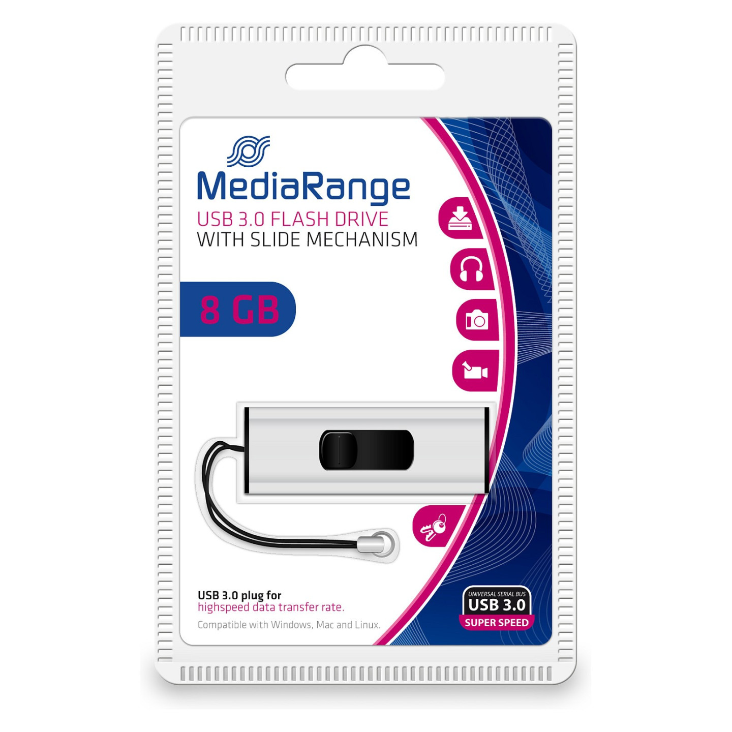 STICK 8GB MEDIARANGE MR914 3.2 Gen 1 Schwarz Silber — Buy in Cyprus with Fast Delivery