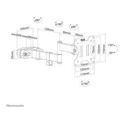 Stangenhalterung. voll beweglich. (Ø28-60 mm) für 17-32' Bildschirme 8KG FL40-450BL11 Neomounts