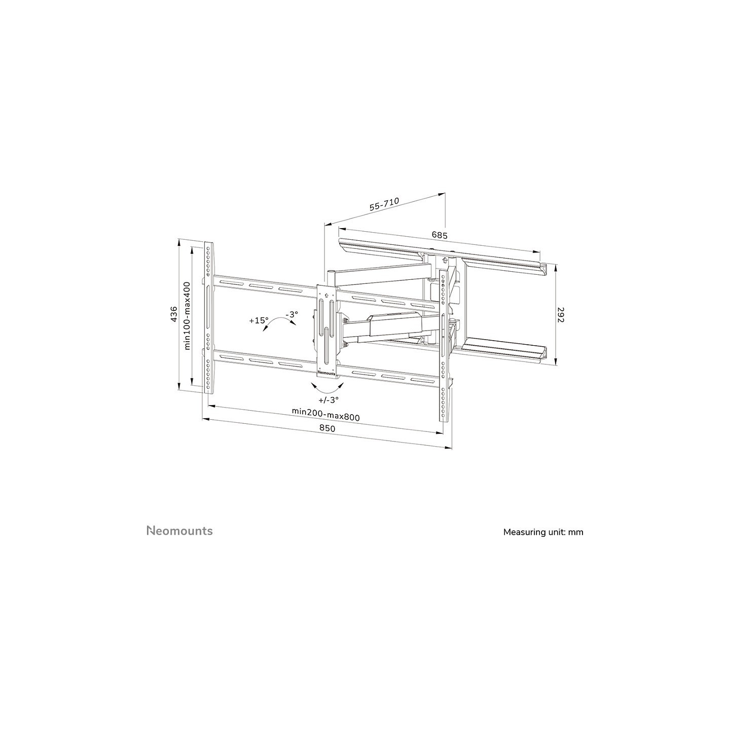 Neomounts WL40-550BL18 bewegliche Wandhalterung für 43-75' Bildschirme - Schwarz — Buy in Cyprus with Fast Delivery