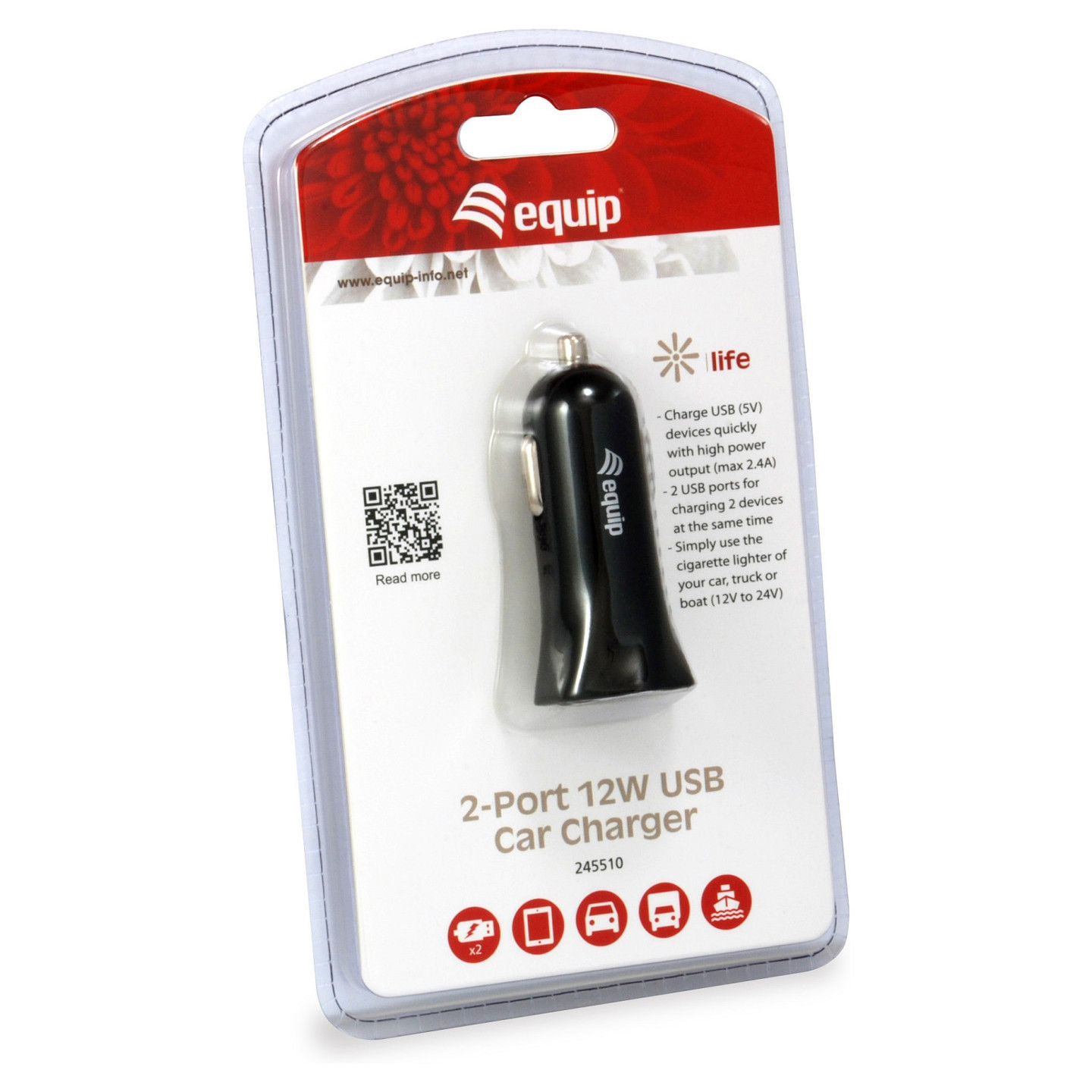 Equip KFZ-Ladegerät 2-Port 2xUSB2.0 480Mbps 12W schwarz — Buy in Cyprus with Fast Delivery