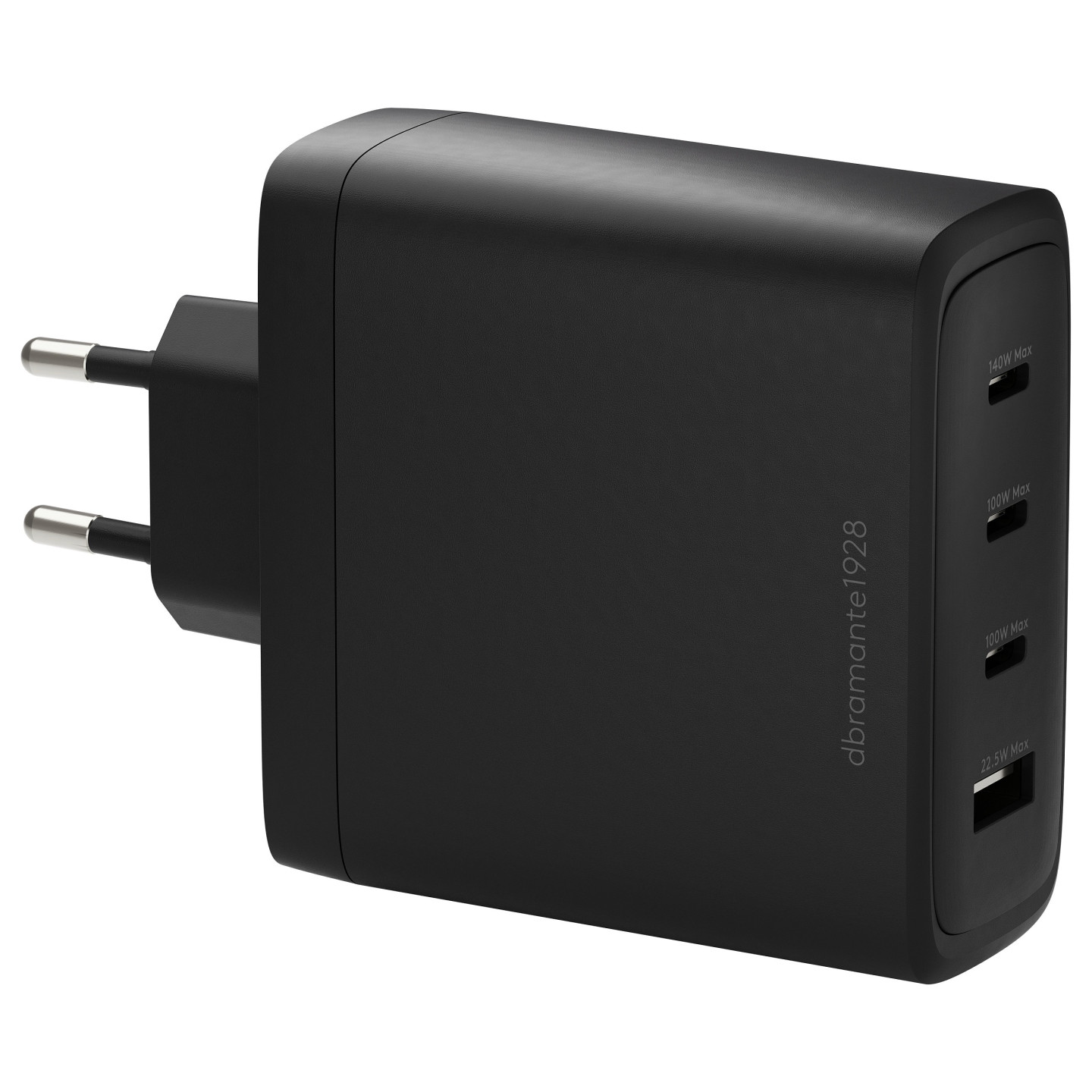 dbramante1928 re-charge - Netzteil - 140 Watt - 4 Ausgabeanschlussstellen (3 x USB-C. USB) - Schwarz