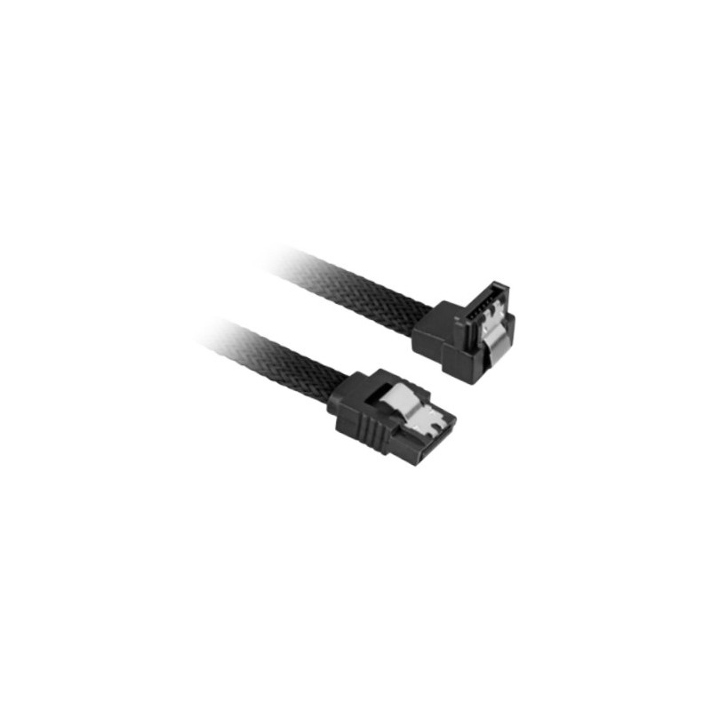Buy Sharkoon SATA III 90° Sleeved Cable - 1.0 m - Black - SATA 7-pin Male/Male,... in Cyprus, Nicosia, Limassol, Larnaka, Pafos