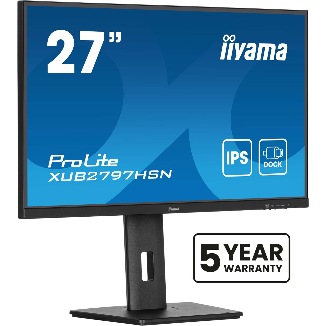 iiyama ProLite XUB2797HSN-B2 - 27in (68.6cm) FHD IPS 100Hz 1ms USB-C Dock, DP & HDMI, Built-in Speakers, Pivot/Height - Black