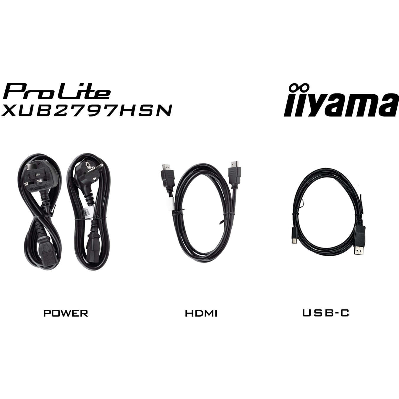 iiyama ProLite XUB2797HSN-B2 - 27in (68.6cm) FHD IPS 100Hz 1ms USB-C Dock, DP & HDMI, Built-in Speakers, Pivot/Height - Black