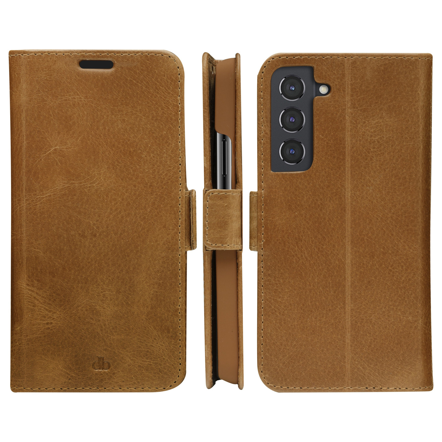dbramante1928 Copenhagen Slim - Flip-Hlle fr Mobiltelefon - genarbtes Leder - Hellbraun - fr Samsung Galaxy S22