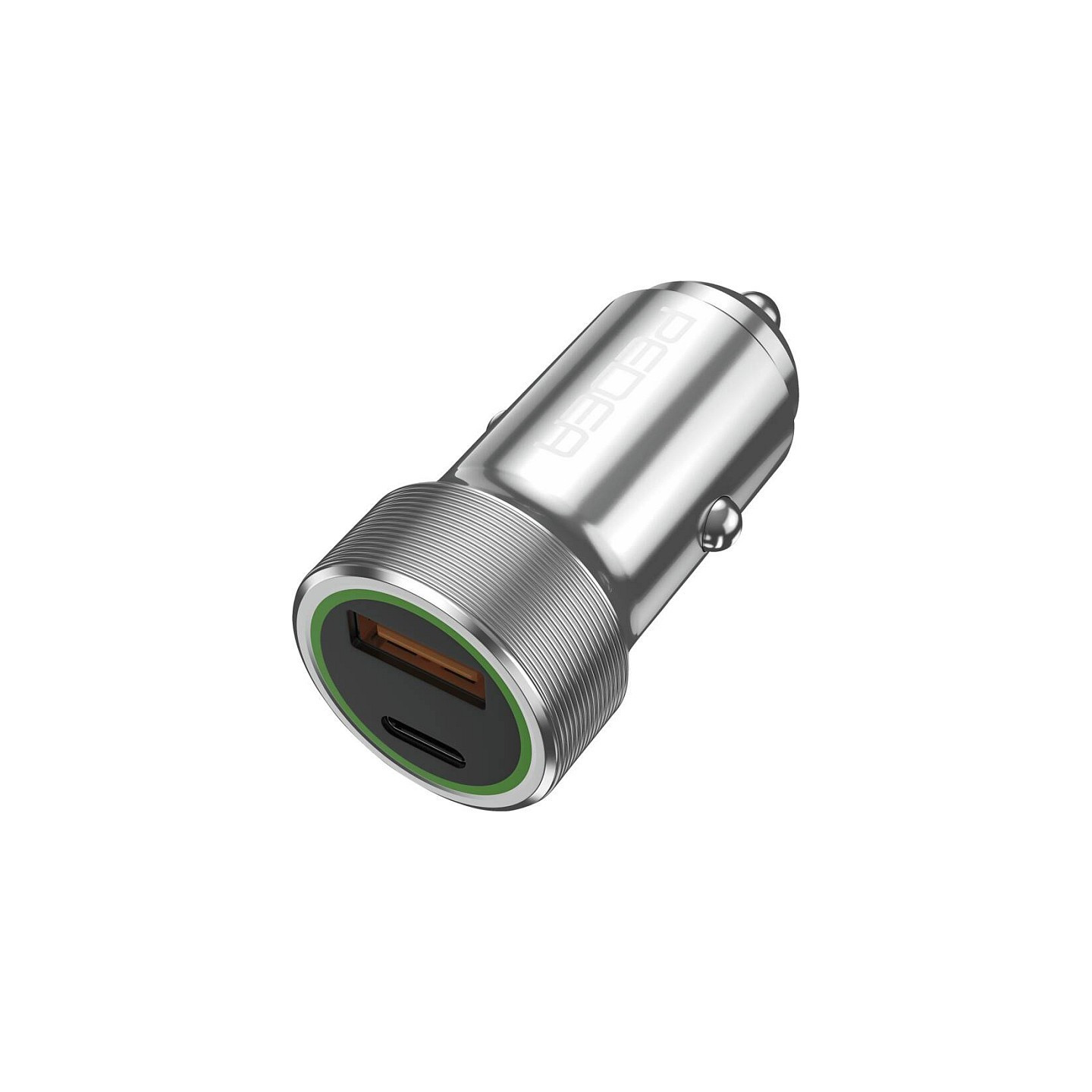PEDEA 20W USB-C (PD) KFZ-Schnellladegerät 12 24V - 2-Ports Mehrfach Handy-Ladegerät mit USB-C und USB-A. silber