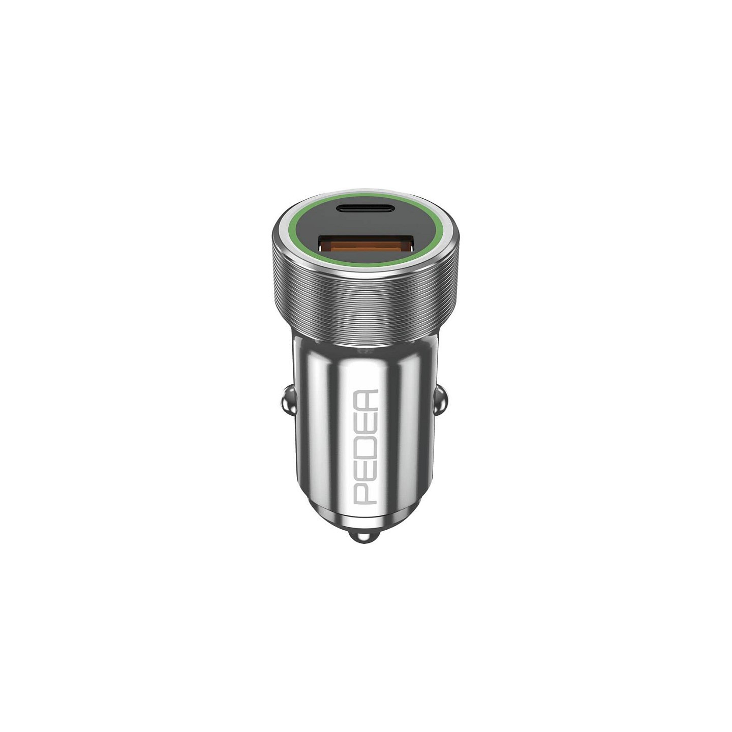 PEDEA 20W USB-C (PD) KFZ-Schnellladegerät 12 24V - 2-Ports Mehrfach Handy-Ladegerät mit USB-C und USB-A. silber