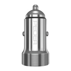 PEDEA 20W USB-C (PD) KFZ-Schnellladegerät 12 24V - 2-Ports Mehrfach Handy-Ladegerät mit USB-C und USB-A. silber