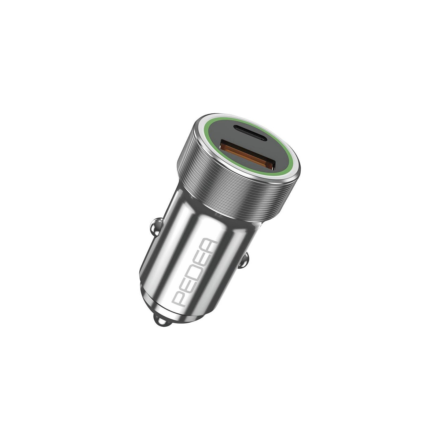 PEDEA 20W USB-C (PD) KFZ-Schnellladegerät 12 24V - 2-Ports Mehrfach Handy-Ladegerät mit USB-C und USB-A. silber