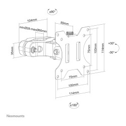 Stangenhalterung. voll beweglich. (Ø28-60 mm) für 17-32' Bildschirme 8KG FL40-430BL11 Neomounts