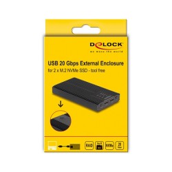 Externes Gehäuse USB 20 Gbps für 2 x M.2 NVMe PCIe SSD mit USB Type-CTM Buchse und RAID - werkzeugfrei