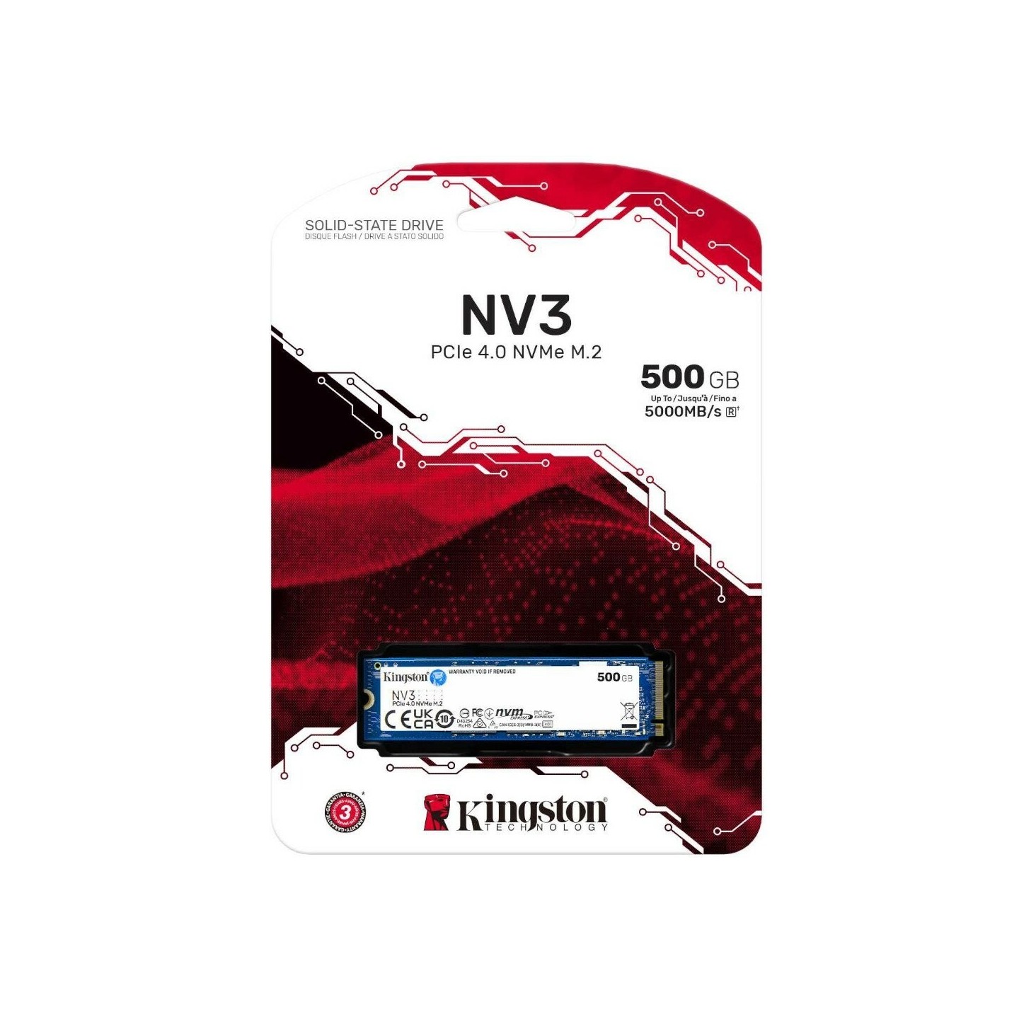 Kingston NV3 500GB M.2 2280 NVMe SSD - PCIe 4.0 x4 5000MB/s Read 3000MB/s Write — Buy in Cyprus with Fast Delivery