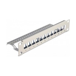 Delock 10? Keystone Patchpanel 12 Port mit Entlastungsschiene 1 HE grau — Buy in Cyprus with Fast Delivery