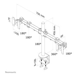 Neomounts FPMA-D960D Tischhalterung für zwei Flachbildschirme bis 27' (69 cm) 8KG — Buy in Cyprus with Fast Delivery