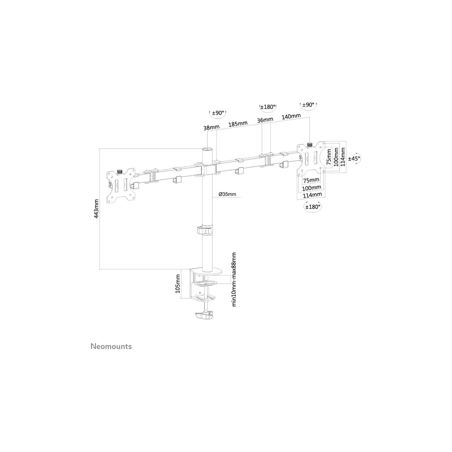 Neomounts FPMA-D550DBLACK Tischhalterung für zwei Flachbildschirme bis 32' - Schwarz — Buy in Cyprus with Fast Delivery