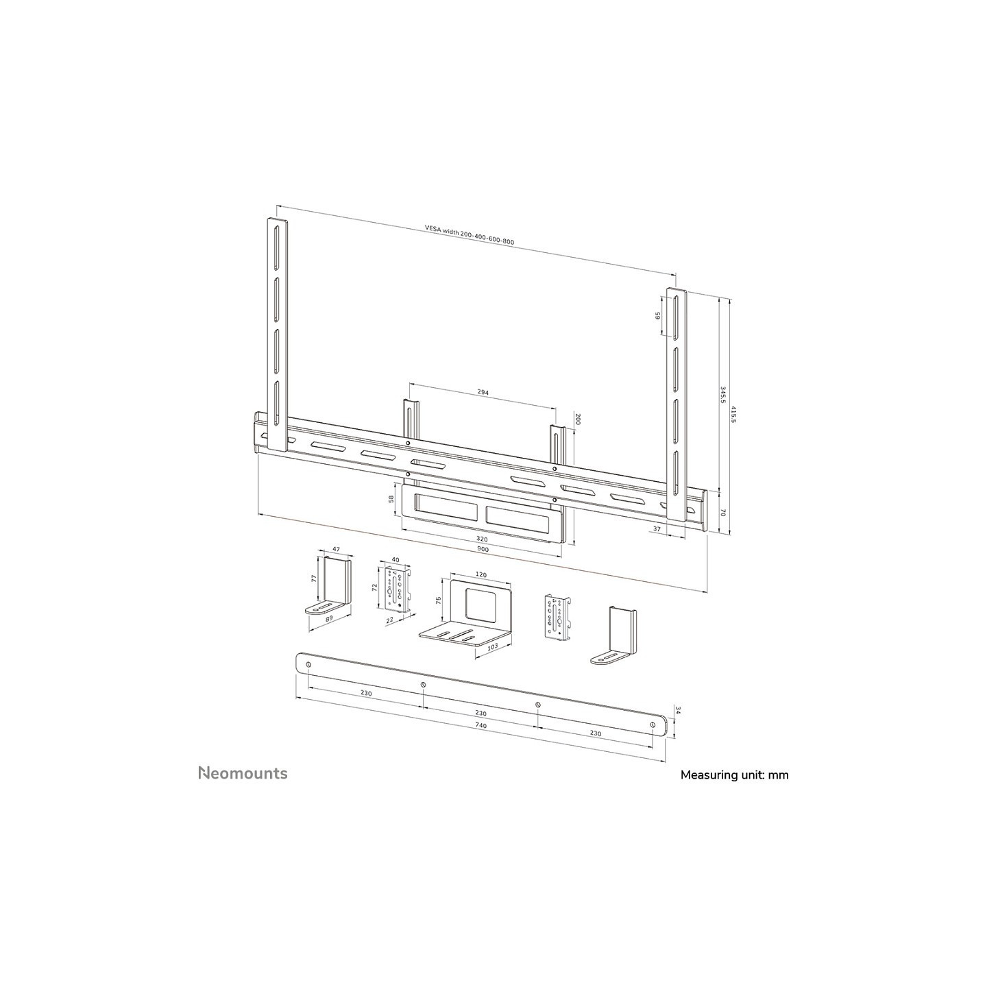 Neomounts AV2-500BL Universal-Videobar-Kit - Schwarz — Buy in Cyprus with Fast Delivery