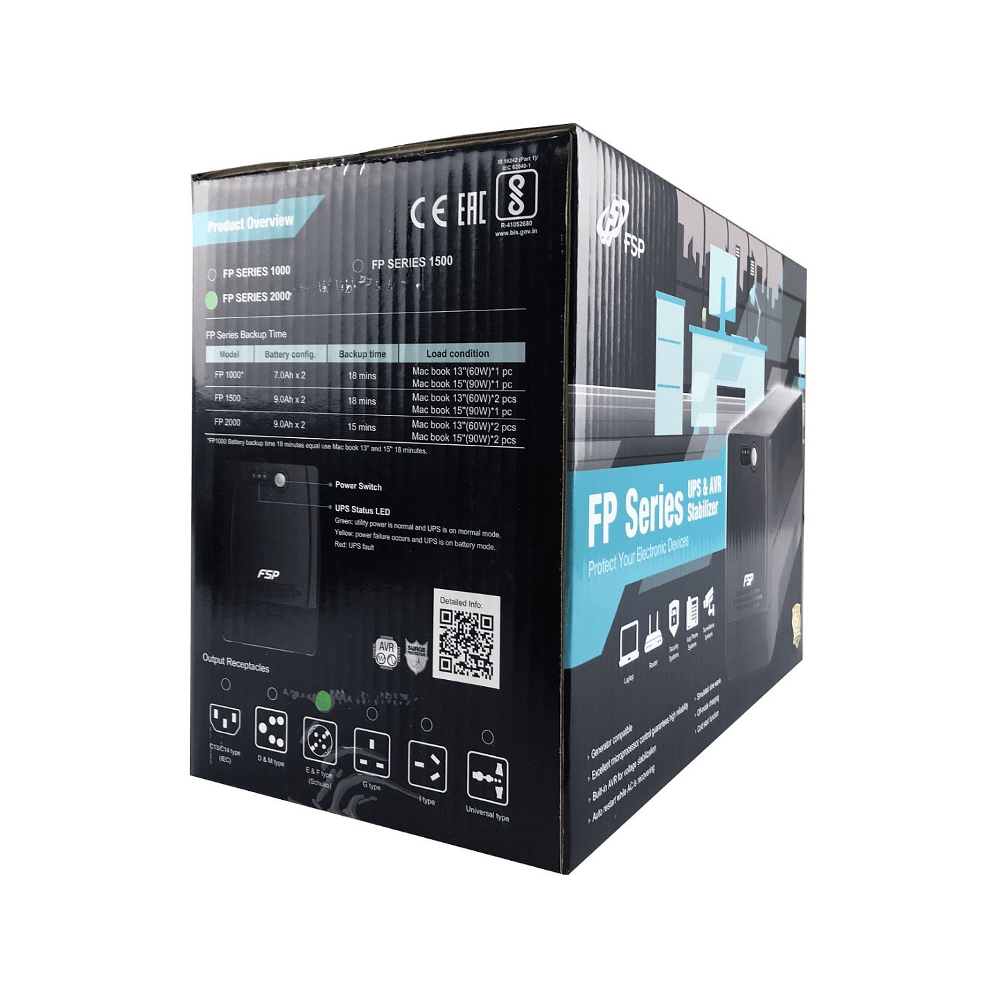 FSP FP 1000 Tower Line-interactive 1000VA 600W 2x12V 7Ah 4x Schuko — Buy in Cyprus with Fast Delivery