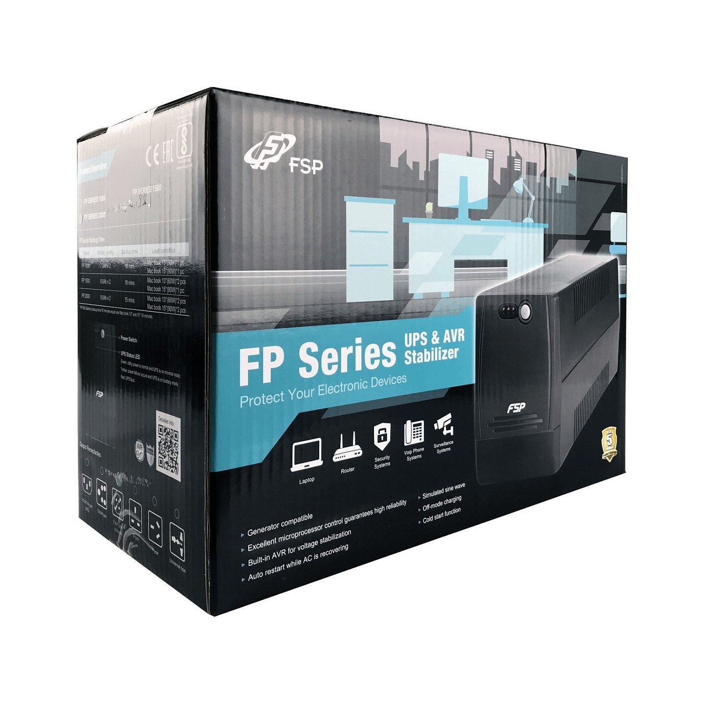 FSP FP 1000 Tower Line-interactive 1000VA 600W 2x12V 7Ah 4x Schuko — Buy in Cyprus with Fast Delivery