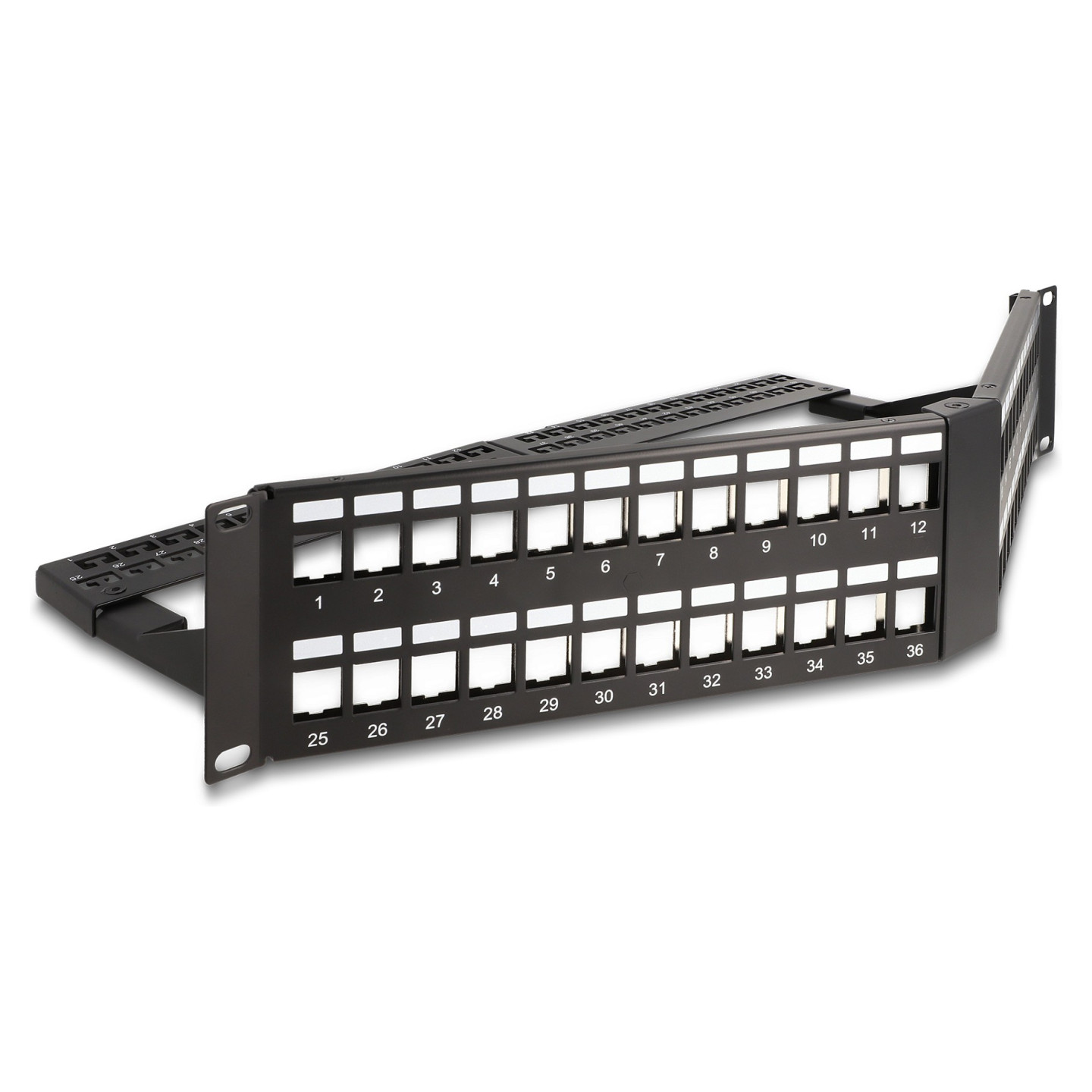 Delock 19? Keystone Patchpanel 48 Port mit Entlastungsschiene 2 HE gewinkelt schwarz — Buy in Cyprus with Fast Delivery