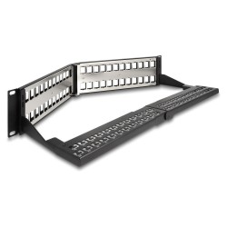 Delock 19? Keystone Patchpanel 48 Port mit Entlastungsschiene 2 HE gewinkelt schwarz — Buy in Cyprus with Fast Delivery