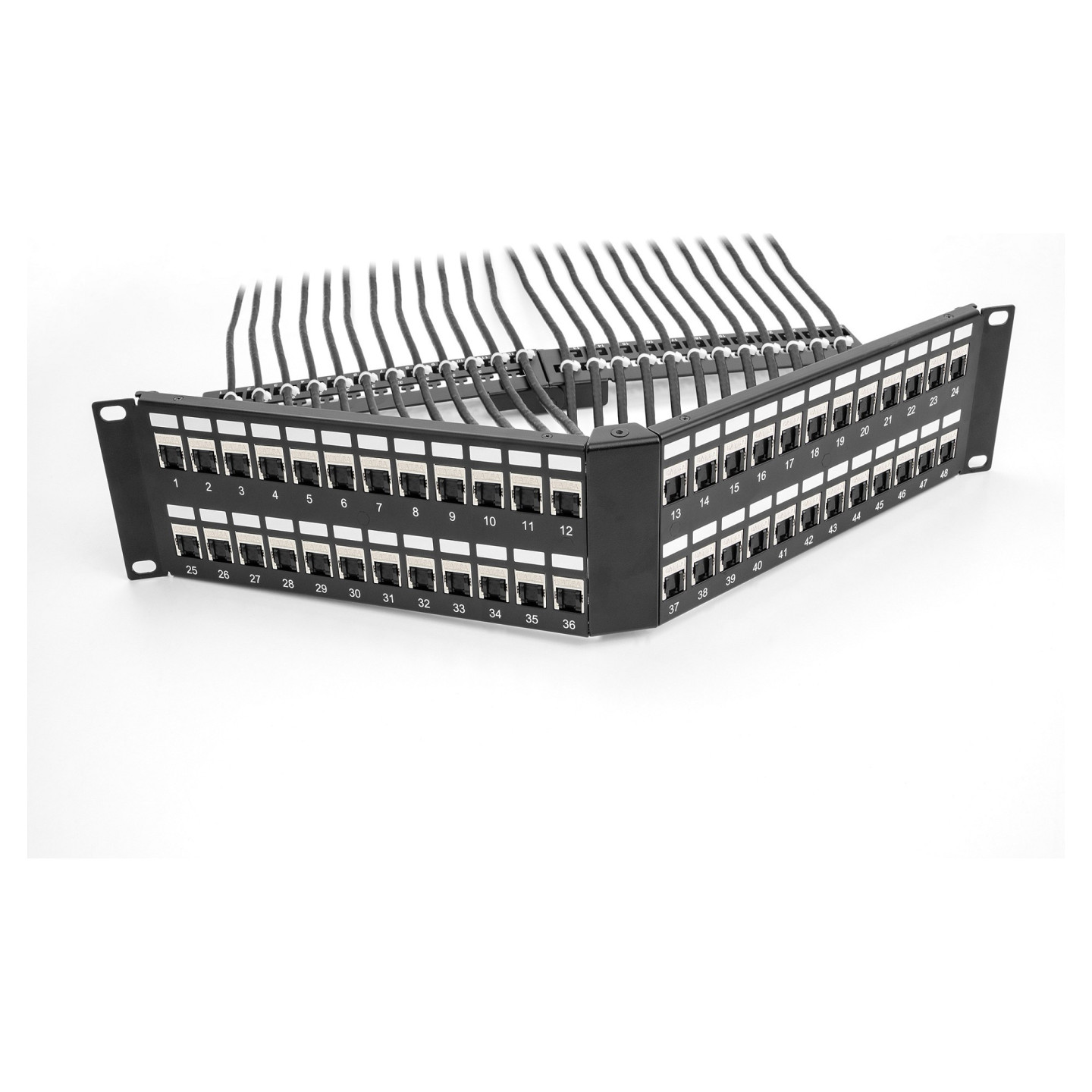 Delock 19? Keystone Patchpanel 48 Port mit Entlastungsschiene 2 HE gewinkelt schwarz — Buy in Cyprus with Fast Delivery