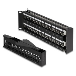 Delock 19? Keystone Patchpanel 48 Port mit Entlastungsschiene 2 HE gewinkelt schwarz — Buy in Cyprus with Fast Delivery
