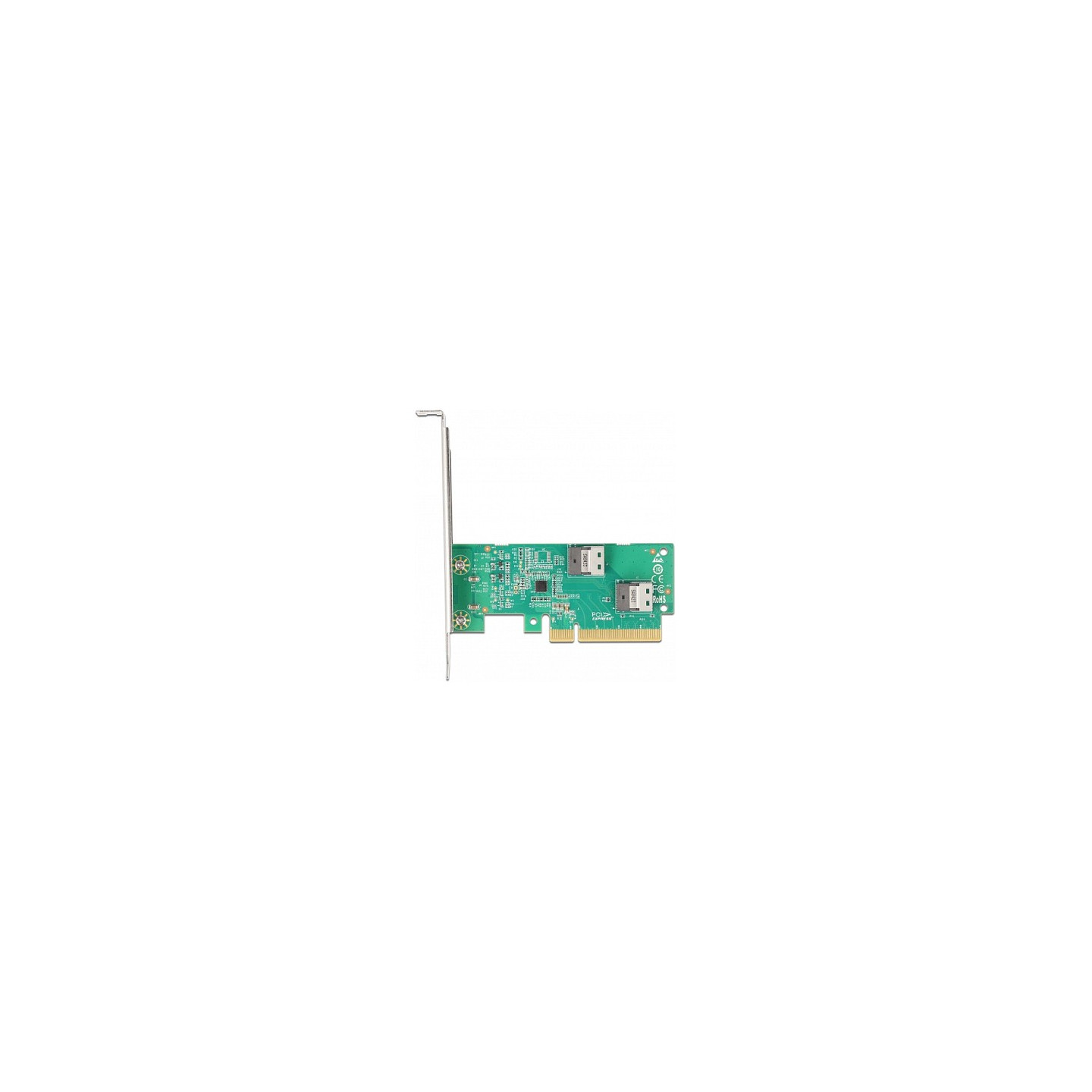PCI Express 4.0 x8 Karte zu 2 x intern SFF-8654 4i NVMe - Bifurcation - Low Profile Formfaktor