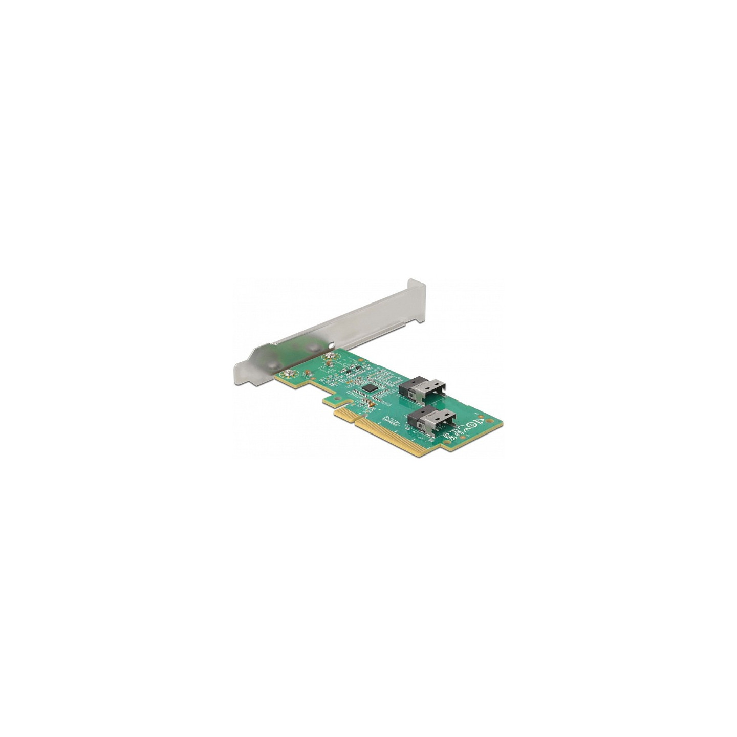 PCI Express 4.0 x8 Karte zu 2 x intern SFF-8654 4i NVMe - Bifurcation - Low Profile Formfaktor