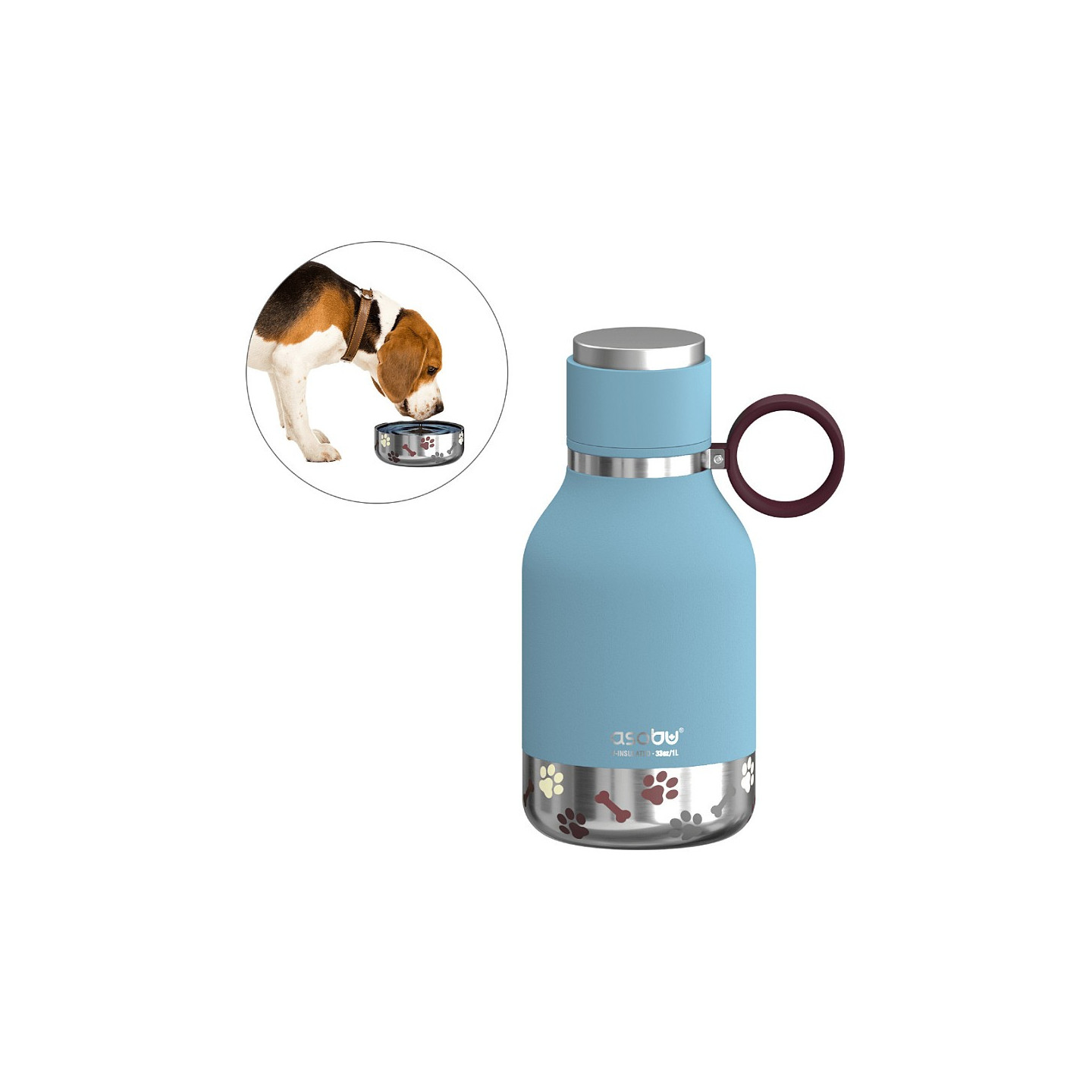 Asobu - Dog Bowl - Edelstahlflasche mit Hundenapf 1 Liter Blau — Buy in Cyprus with Fast Delivery