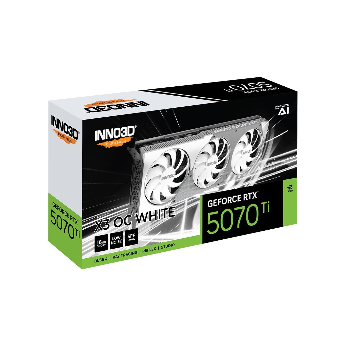 INNO3D GeForce RTX 5070 Ti X3 OC - White, 16GB GDDR7, 2295MHz (Boost 2482MHz), PCIe 5.0 — Buy in Cyprus with Fast Delivery
