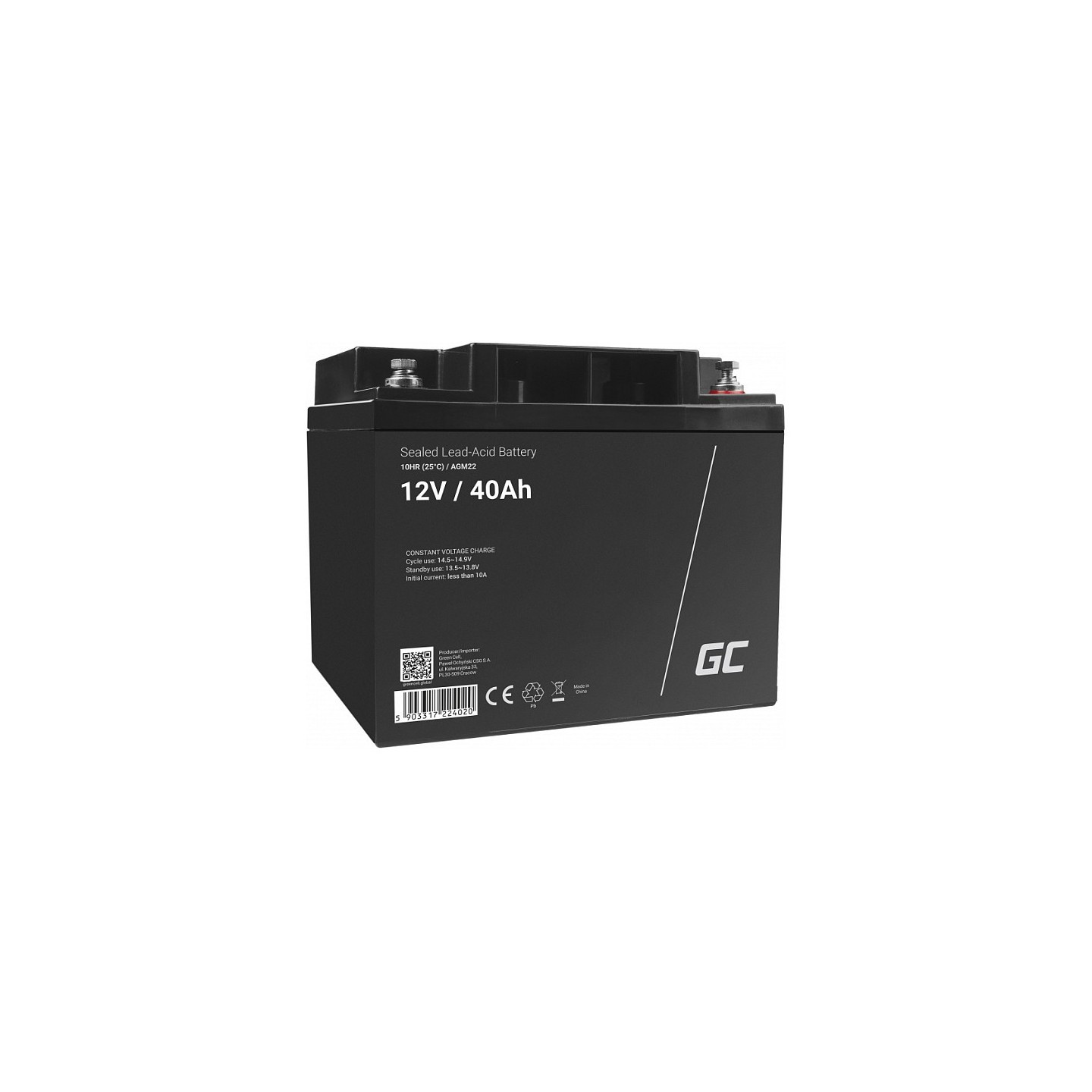 Green Cell AGM22 VRLA AGM Battery – 12V 40Ah | Armenius Store
