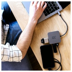 Green Cell AK61 USB-C HUB 6-Port 3xUSB 3.0 USB-C HDMI Gigabit LAN — Buy in Cyprus with Fast Delivery