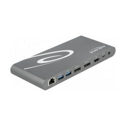 D DeLOCK Dockingstation 2xDisplayPort HDMI 3xUSB3.2 RJ45 Ethernet Audio 2xUSB-C Grey — Buy in Cyprus with Fast Delivery