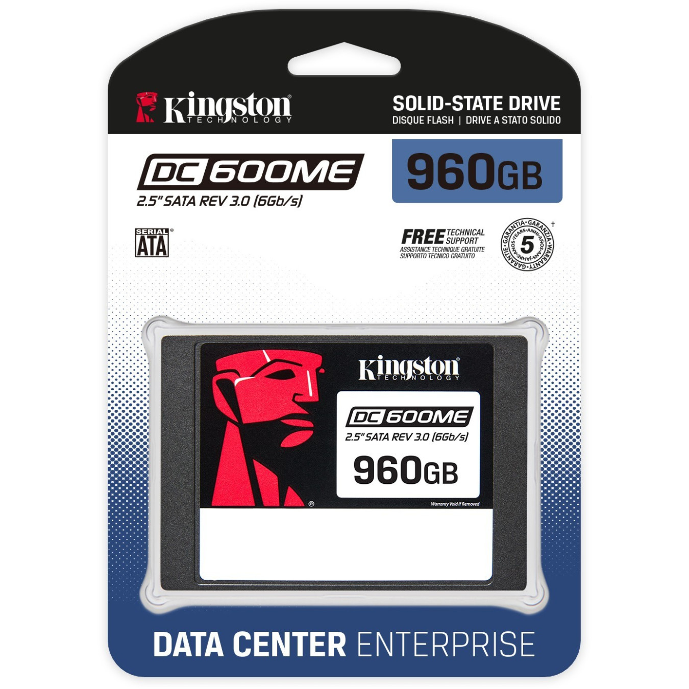 Kingston DC600ME - 960GB Mixed-Use Enterprise SATA III 2.5" (7mm) SSD - 3D TLC, TCG Opal, AES-256