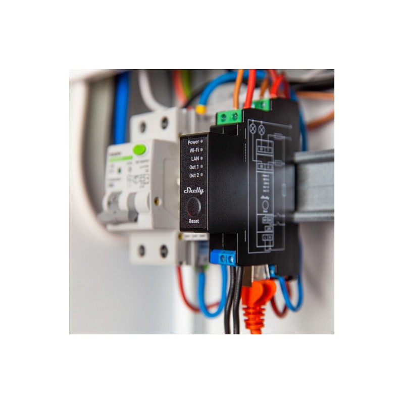 Shelly Relais 'Pro 2PM' WLAN LAN Max. 25A 2 Kanäle 1 Phase BT Messfunktion DIN-Rail — Buy in Cyprus with Fast Delivery